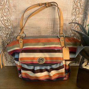 Coach striped handbag